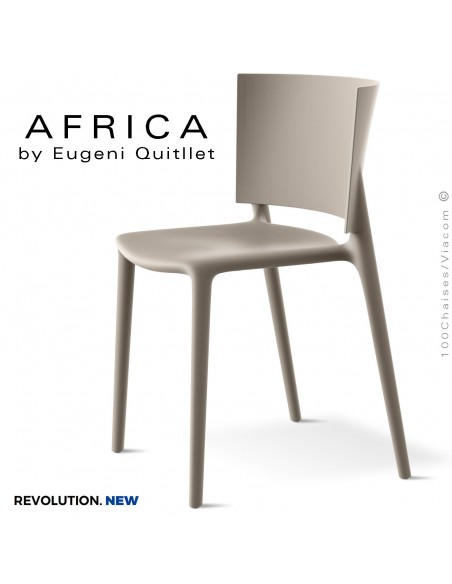Chaise d'extérieur ou terrasse AFRICA, structure et assise coque plastique recyclé, couleur CALA.