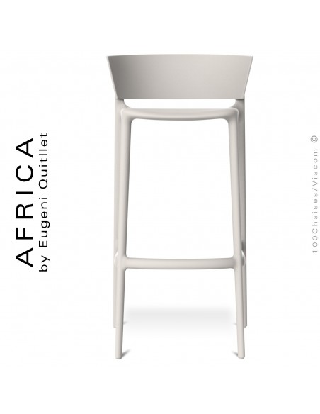 Tabouret de bar d'extérieur ou terrasse AFRICA, structure et assise coque plastique couleur écru.