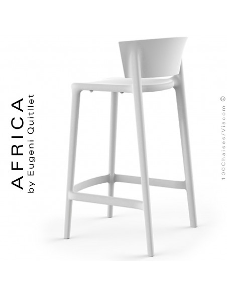 Tabouret de cuisine ou d'extérieur AFRICA, structure et assise coque plastique couleur blanc.