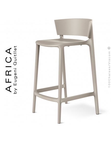 Tabouret de cuisine ou d'extérieur AFRICA, structure et assise coque plastique couleur écru.