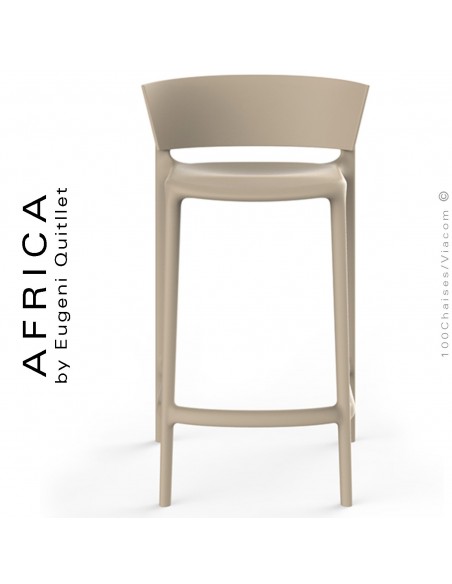 Tabouret de cuisine ou d'extérieur AFRICA, structure et assise coque plastique couleur écru.