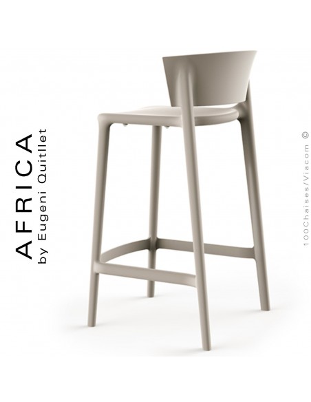 Tabouret de cuisine ou d'extérieur AFRICA, structure et assise coque plastique couleur écru.