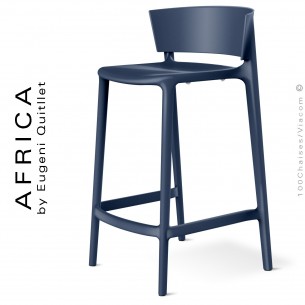 Tabouret de cuisine ou d'extérieur AFRICA, structure et assise coque plastique couleur bleu Navy.