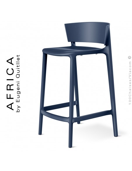 Tabouret de cuisine ou d'extérieur AFRICA, structure et assise coque plastique couleur bleu Navy.