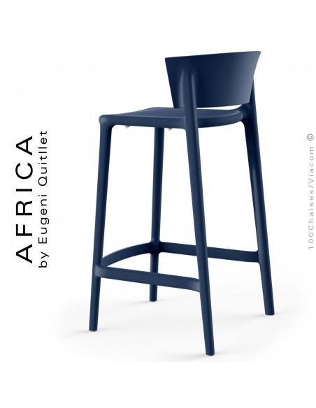 Tabouret de cuisine ou d'extérieur AFRICA, structure et assise coque plastique couleur bleu Navy.