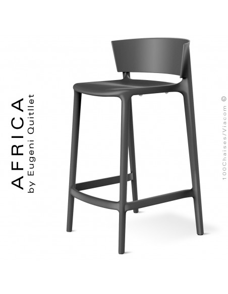 Tabouret de cuisine ou d'extérieur AFRICA, structure et assise coque plastique couleur noir.