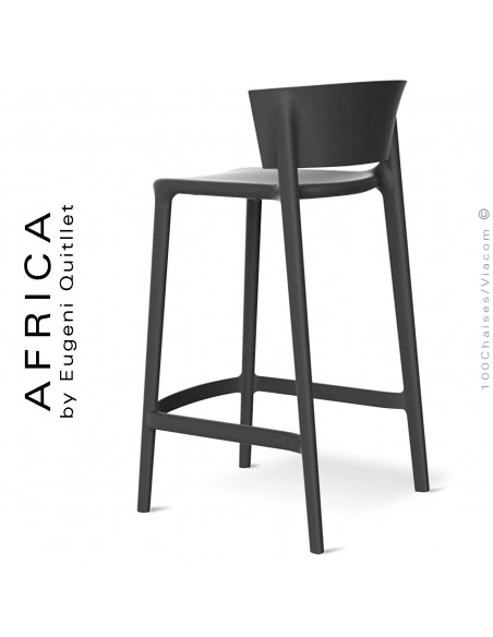 Tabouret de cuisine ou d'extérieur AFRICA, structure et assise coque plastique couleur noir.