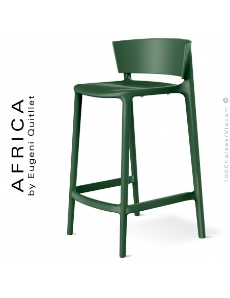Tabouret de cuisine ou d'extérieur AFRICA, structure et assise coque plastique couleur vert.
