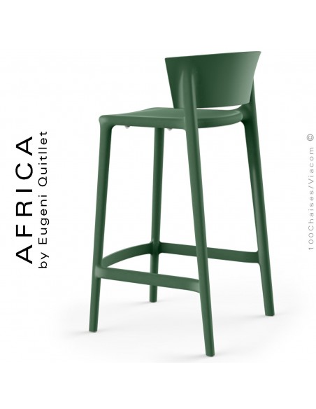 Tabouret de cuisine ou d'extérieur AFRICA, structure et assise coque plastique couleur vert.