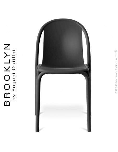 Chaise design d'extérieur, terrasse BROOKLYN, structure et assise coque plastique couleur noir.