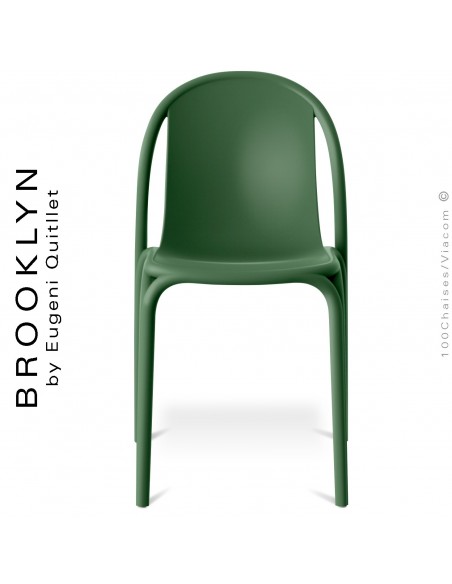 Chaise design d'extérieur, terrasse BROOKLYN, structure et assise coque plastique couleur vert Pickle.