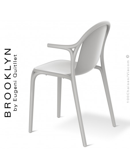 Fauteuil design d'extérieur, terrasse BROOKLYN, structure et assise coque plastique couleur blanche.