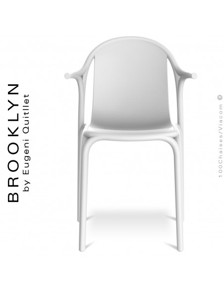 Fauteuil design d'extérieur, terrasse BROOKLYN, structure et assise coque plastique couleur blanche.