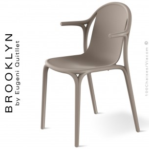Fauteuil design d'extérieur, terrasse BROOKLYN, structure et assise coque plastique couleur gris Tourterelle.