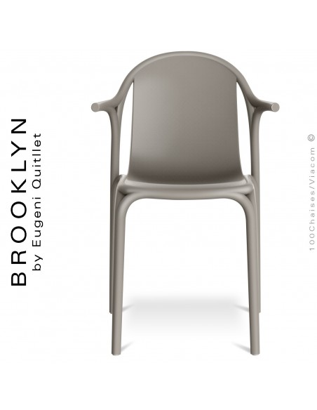 Fauteuil design d'extérieur, terrasse BROOKLYN, structure et assise coque plastique couleur gris Tourterelle.