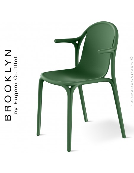 Fauteuil design d'extérieur, terrasse BROOKLYN, structure et assise coque plastique couleur vert Pickle.
