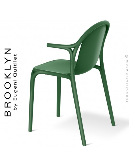 Fauteuil design d'extérieur, terrasse BROOKLYN, structure et assise coque plastique couleur vert Pickle.