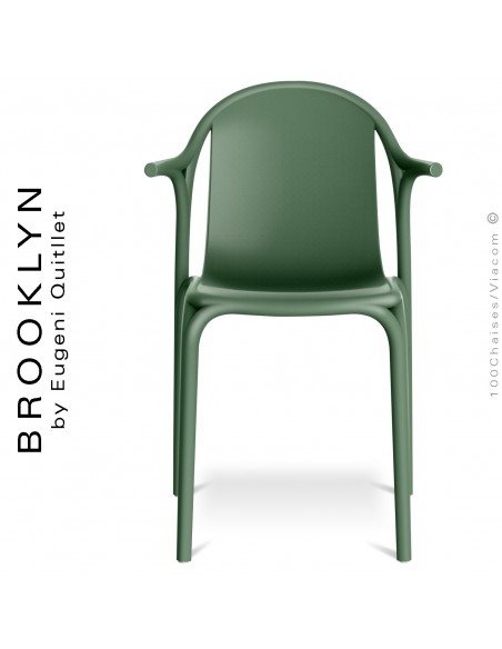 Fauteuil design d'extérieur, terrasse BROOKLYN, structure et assise coque plastique couleur vert Pickle.