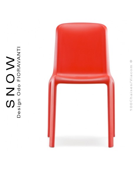 Chaise design SNOW, structure plastique couleur rouge.