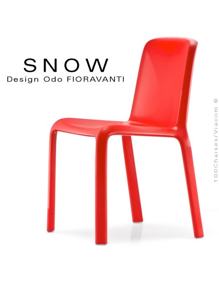 Chaise design SNOW, structure plastique couleur rouge.