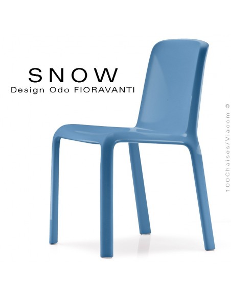 Chaise design SNOW, structure plastique couleur bleu.