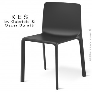 Chaise design KES, pour terrasse et extérieur, structure et assise coque plastique noir.