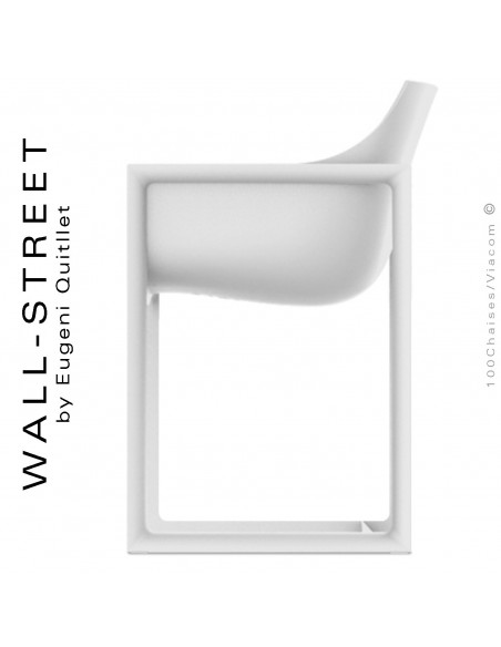 Fauteuil design WALL-STREET, pour extérieur ou terrasse, structure et assise coque plastique blanc.