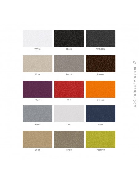 Palette couleur tabouret de bar WALL-STREET, structure et assise coque plastique couleur.