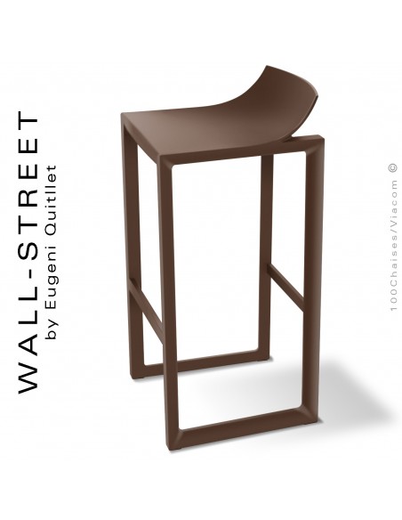 Tabouret de bar design WALL-STREET, structure et assise coque plastique couleur bronze.