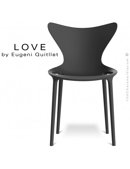 Chaise design LOVE, structure et assise coque plastique couleur blanche.