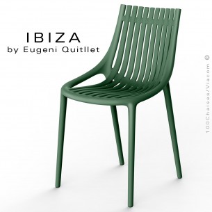 Chaise design IBIZA, structure et assise coque plastique couleur vert Pickle.