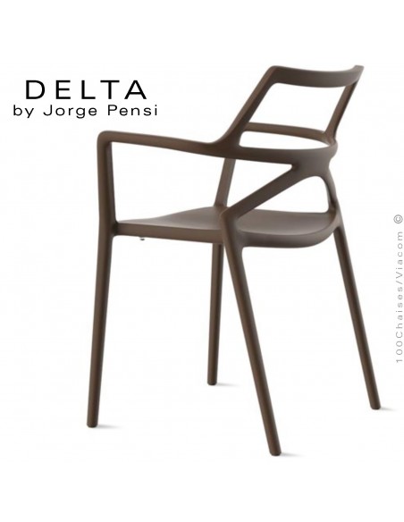 Fauteuil design DELTA, structure, assise et accoudoirs plastique couleur bronze.