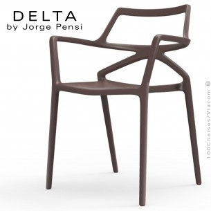 Fauteuil design DELTA, structure, assise et accoudoirs plastique couleur bronze.