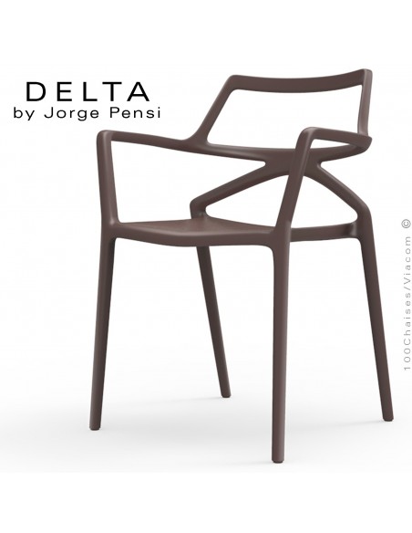Fauteuil design DELTA, structure, assise et accoudoirs plastique couleur bronze.