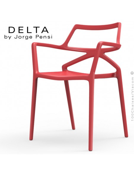 Fauteuil design DELTA, structure, assise et accoudoirs plastique couleur noir.