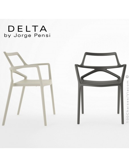 Fauteuil design DELTA, structure assise et accoudoirs plastique couleur et fibre de verre.