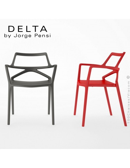 Fauteuil design DELTA, structure assise et accoudoirs plastique couleur et fibre de verre.