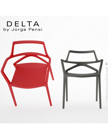 Fauteuil design DELTA, structure assise et accoudoirs plastique couleur et fibre de verre.