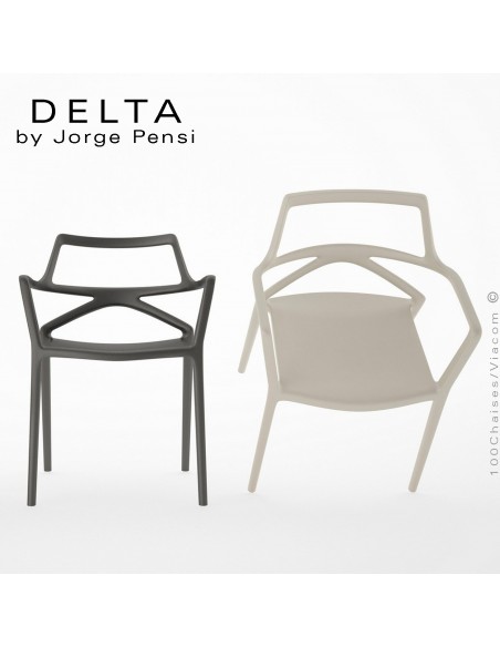 Fauteuil design DELTA, structure assise et accoudoirs plastique couleur et fibre de verre.