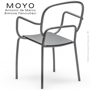 Fauteuil MOYO structure acier peint satin anthracite.