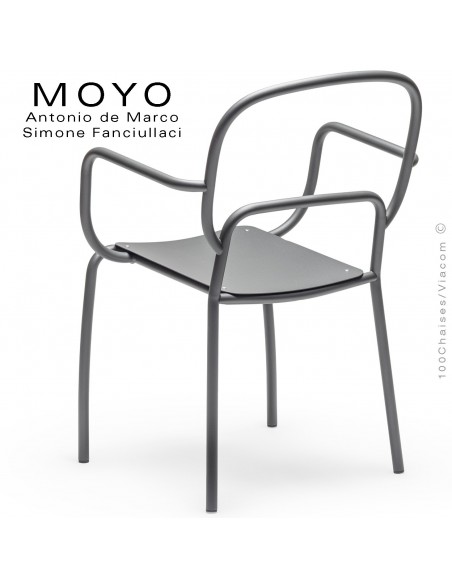 Fauteuil MOYO structure acier peint satin anthracite.