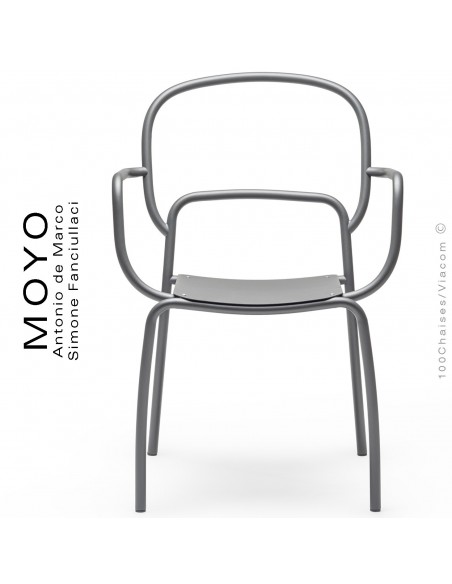 Fauteuil MOYO structure acier peint satin anthracite.