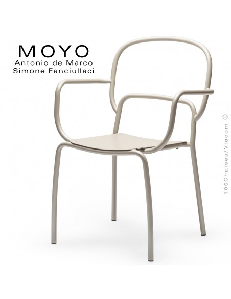 Fauteuil MOYO structure acier peint satin sand.