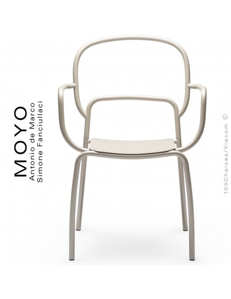 Fauteuil MOYO structure acier peint satin sand.