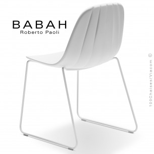 Chaise luge BABAH, structure luge blanc, assise plastique white.