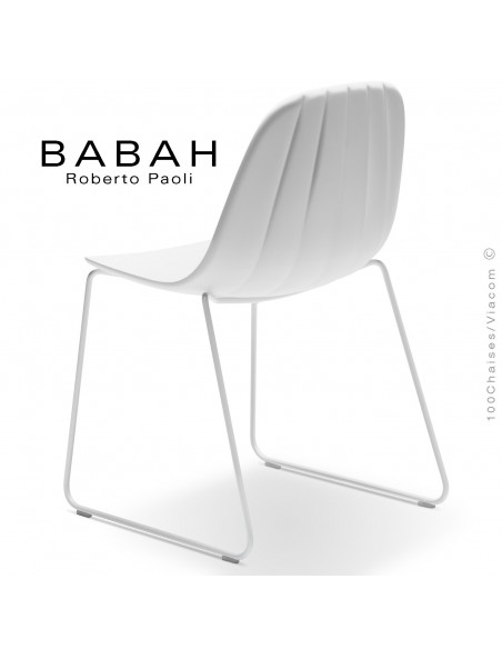Chaise luge BABAH, structure luge blanc, assise plastique white.
