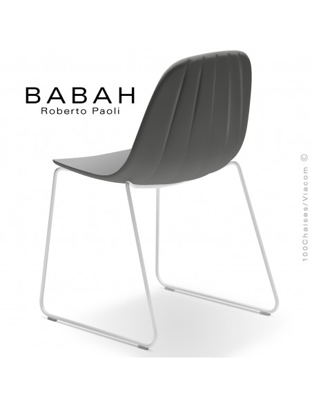 Chaise luge BABAH, structure luge blanc, assise plastique grey+anthracite.
