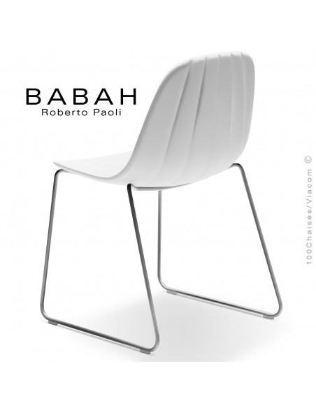 Chaise luge BABAH, structure luge chrome, assise plastique white.