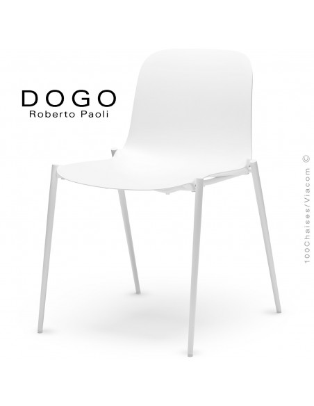 Chaise DOGO, structure peint blanc, assise plastique blanc.