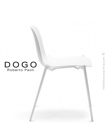 Chaise DOGO, structure peint blanc, assise plastique blanc.